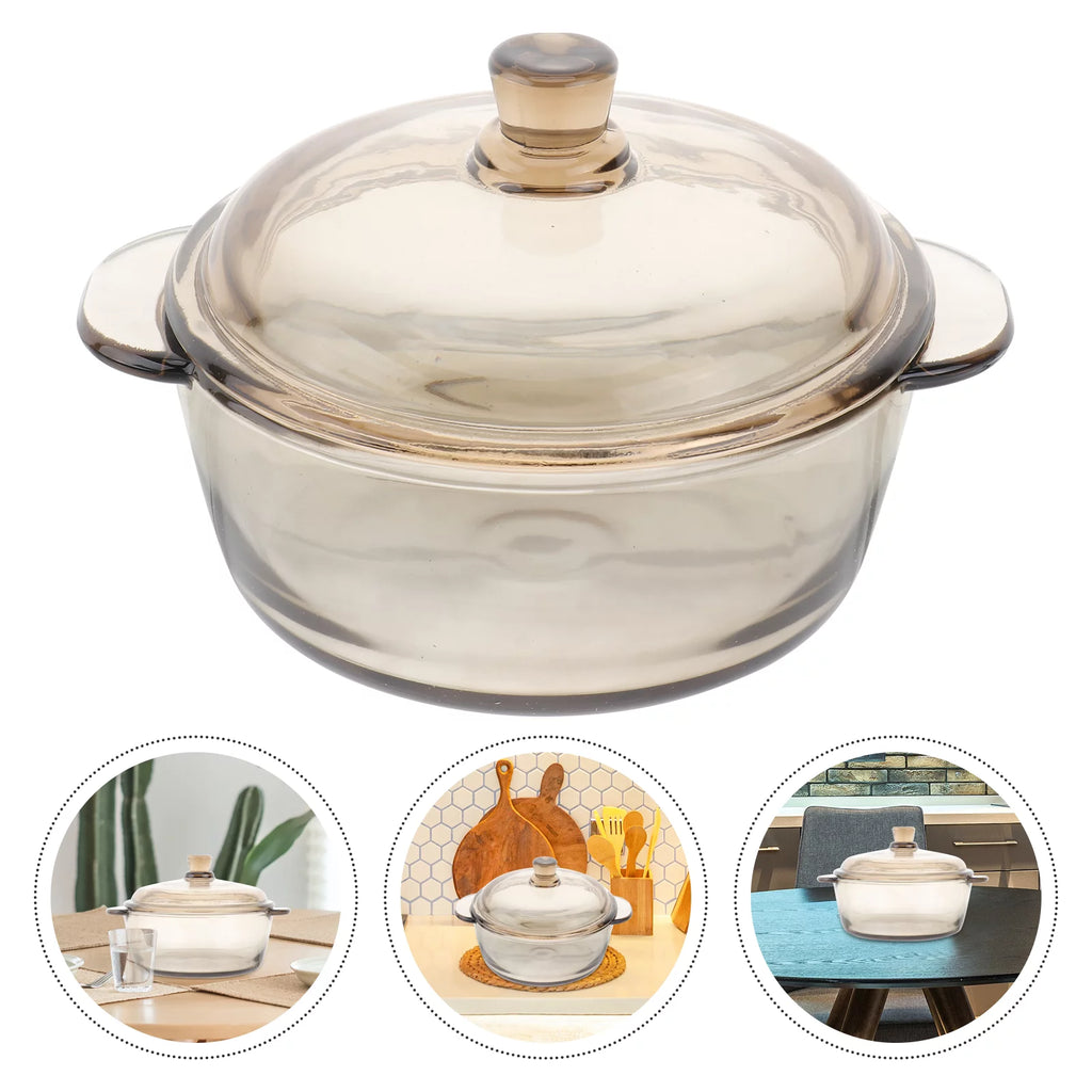 Glass Bowl with Lid Heat Resistant Light Brown J7129